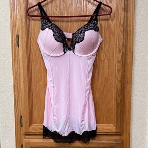 H & M Pink Chemise with Black Lace - Size 12